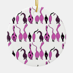 Purple Cat Butts Pattern Ceramic Tree Decoration