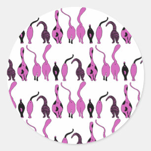 Purple Cat Butts Pattern Classic Round Sticker