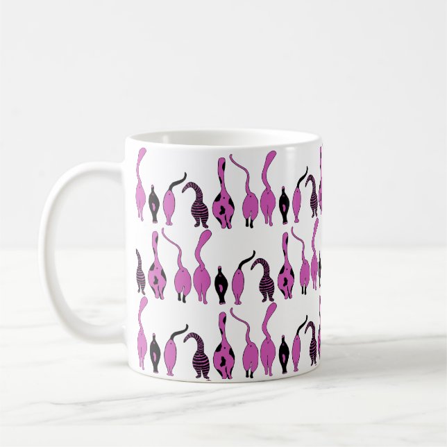 Purple Cat Butts Pattern Coffee Mug (Left)