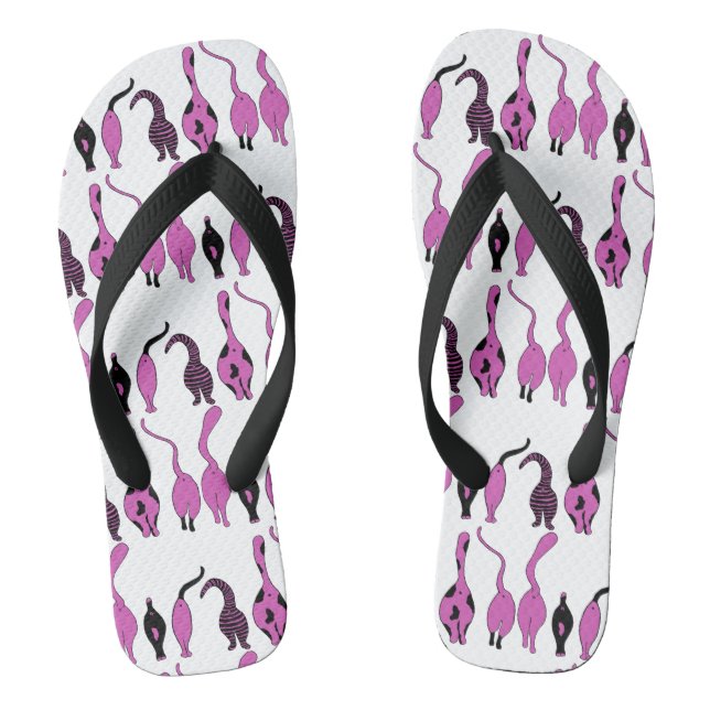 Purple Cat Butts Pattern Flip Flops (Footbed)