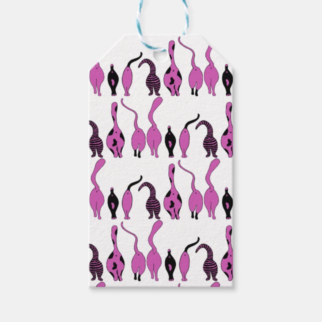 Purple Cat Butts Pattern Gift Tags (Front)