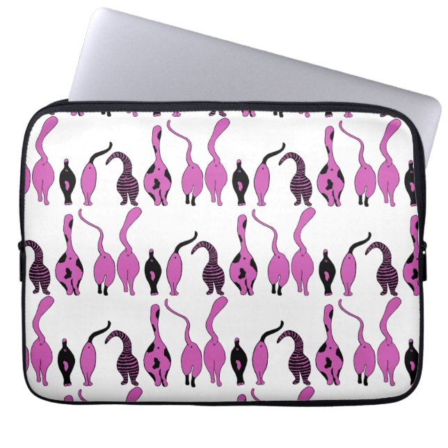 Purple Cat Butts Pattern Laptop Sleeve (Front)