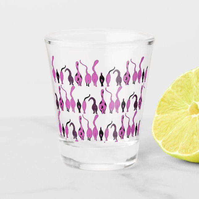 Purple Cat Butts Pattern Shot Glass (Front)
