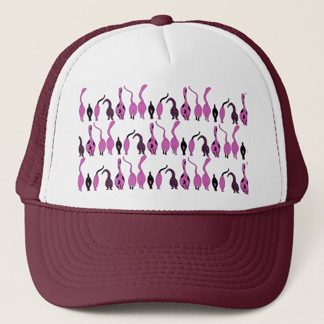 Purple Cat Butts Pattern Trucker Hat (Front)