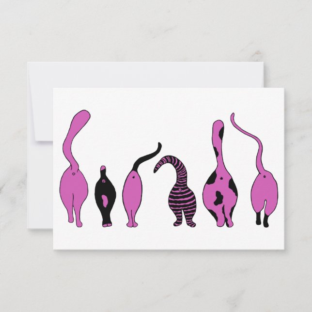 Purple Cat Butts Thank You Card (Front)