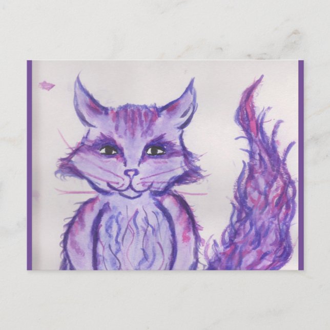 purple cat holiday postcard (Front)