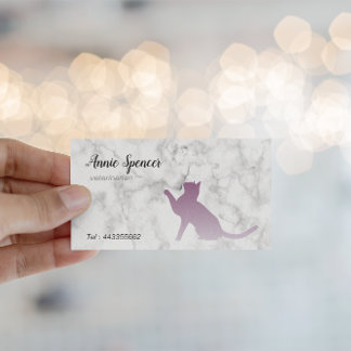 Purple cat in marble - veterinarian business card