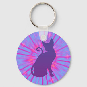 Purple Cat Keychain