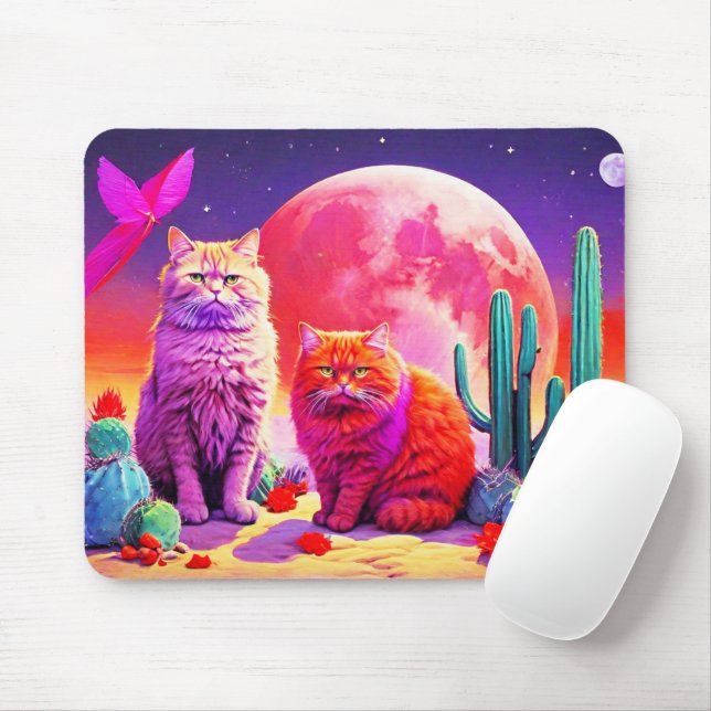 Purple Cat Mouse Pad – Perfect Gift for Cat Lovers (With Mouse)