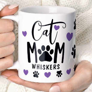Purple Cat Mum Pawprint Personalised Pet Photo  Coffee Mug