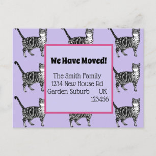 Purple Cat New Address Postcard, We Are Moving Postcard