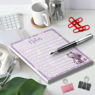 Purple Cat Notes – Garden Floral Cat Design