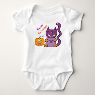 Purple Cat & Pumpkin Infant Creeper
