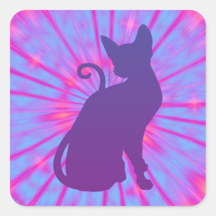 Purple Cat Square Sticker