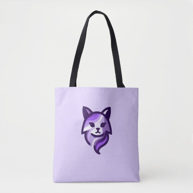 Purple Cat Stylish Tote Bag (Front)