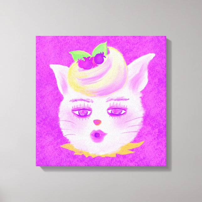 Purple Cat Who Likes Sweets Canvas Print (Front)