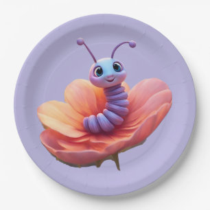 Purple Caterpillar Paper Plate