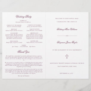 Purple Catholic Wedding Mass Ceremony Program