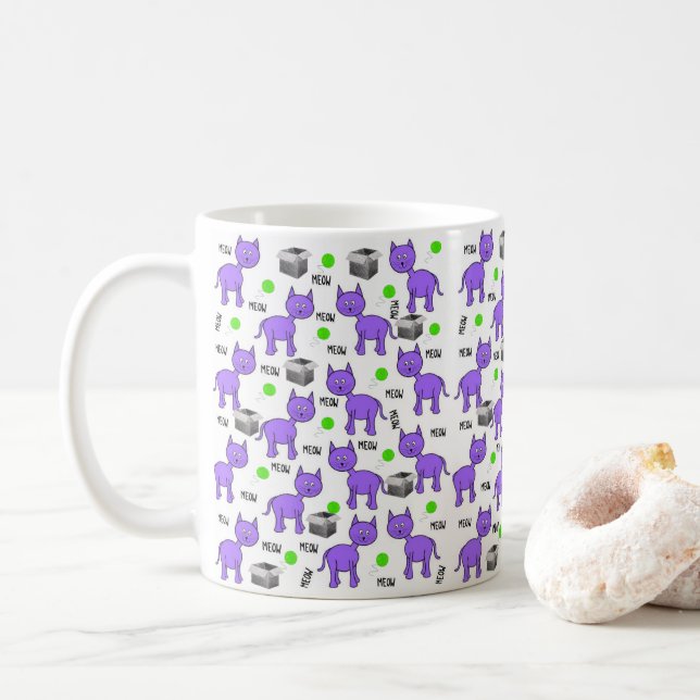 Purple Cats Meow Mug (With Donut)