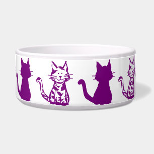 Purple Cats Pattern Large Pet Bowl