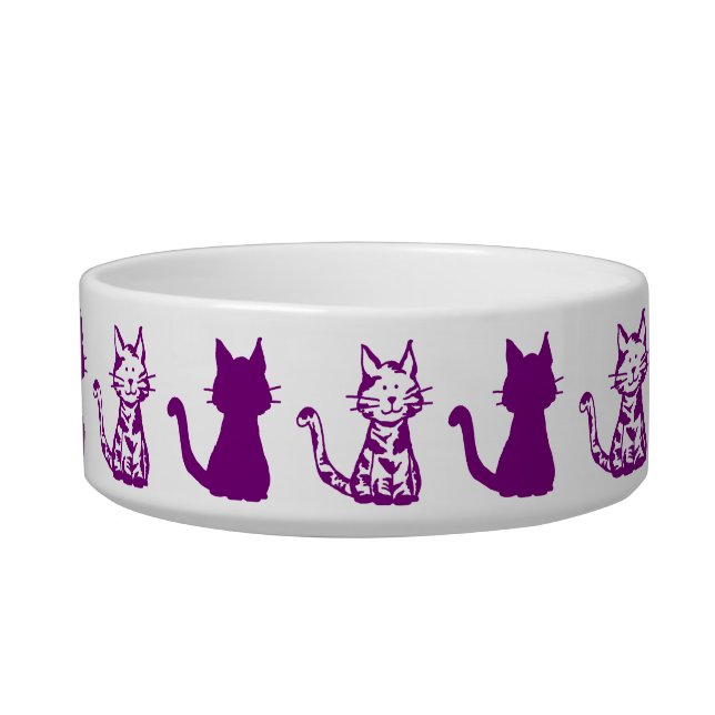 Purple Cats Pattern Small Pet Bowl (Right)