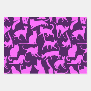 Purple Cats Wrapping Paper Sheet