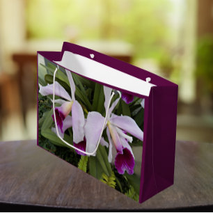 Purple Cattleya Orchids Floral Large Gift Bag