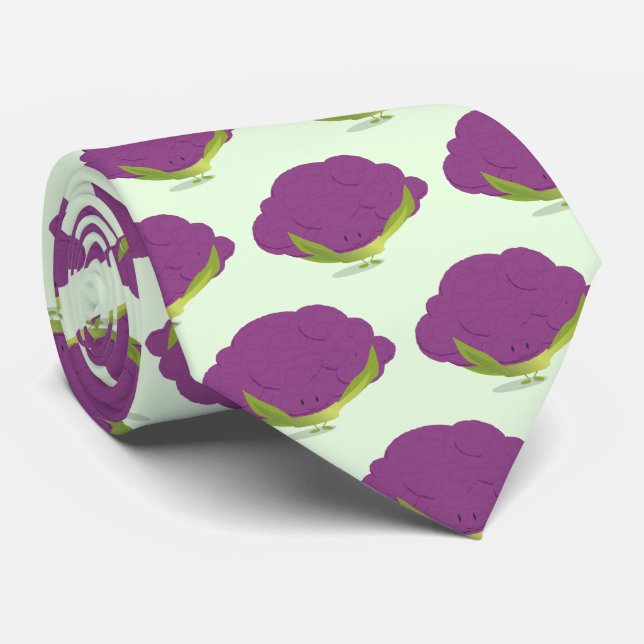Purple Cauliflower characters Tie (Rolled)