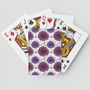Purple Celestial Floral Pattern Playing Cards