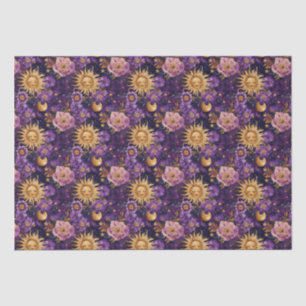 Purple Celestial Floral Sun Moon and Stars Tissue Paper