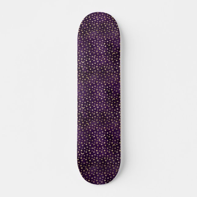 Purple Celestial Moon and Starts Skateboard (Front)