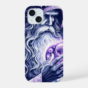 Purple Celestial Space Gazing Crystal Ball Wizard iPhone 15 Case