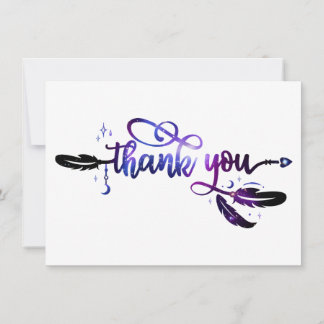 Purple Celestial Starry Boho Thank You Card
