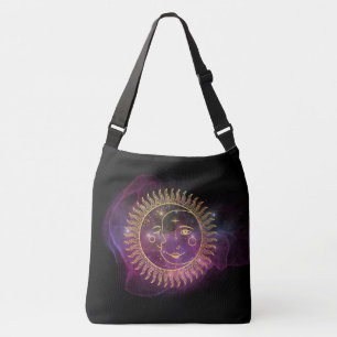 Purple Celestial Sun and Moon  Crossbody Bag