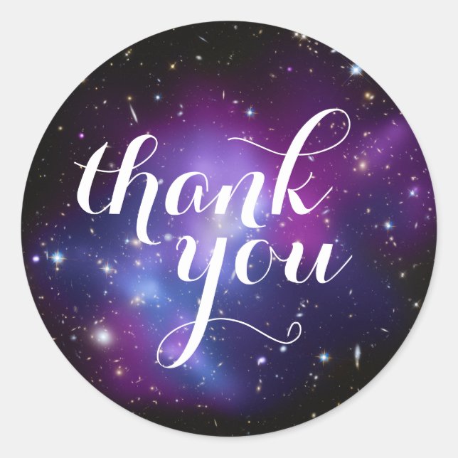 Purple Celestial Wedding Thank You Classic Round Sticker (Front)