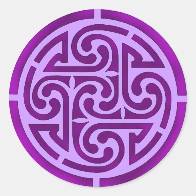 Purple Celtic Knot Design Classic Round Sticker (Front)