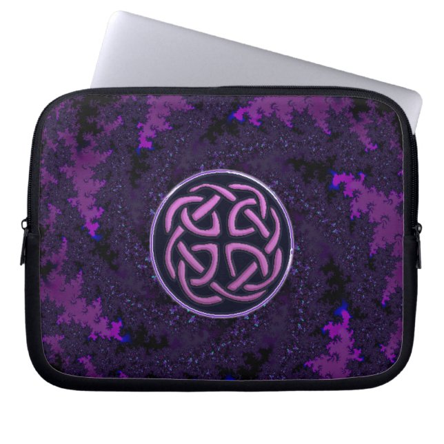 Purple Celtic Knot Fractal Design Laptop Sleeve (Front)