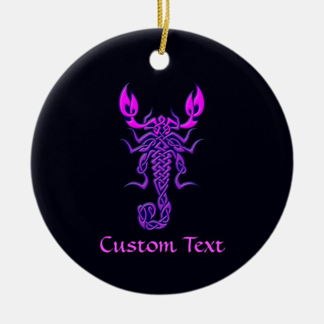 Purple Celtic Knot Scorpion Ceramic Tree Decoration (Front)