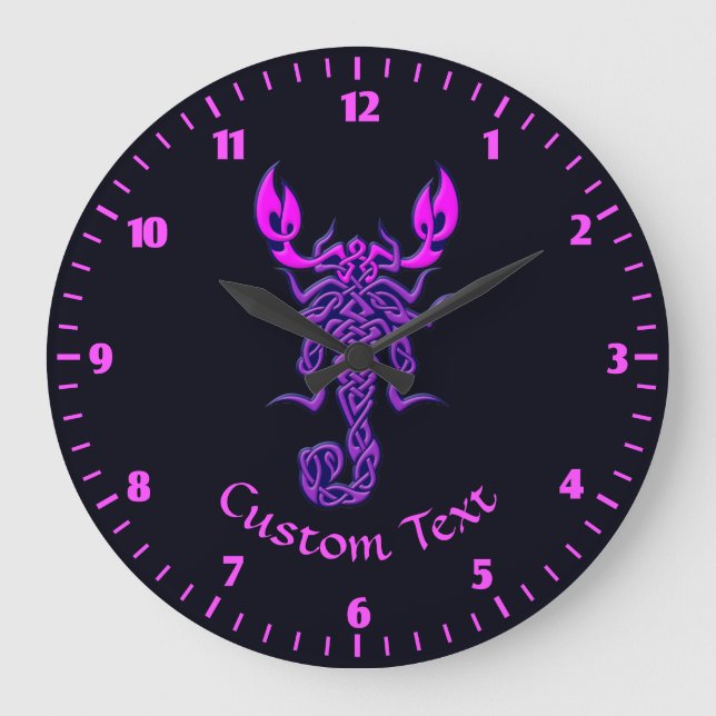 Purple Celtic Knot Scorpion Large Clock (Front)