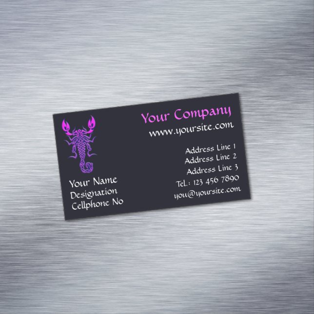 Purple Celtic Knot Scorpion Magnetic Business Card (In Situ)