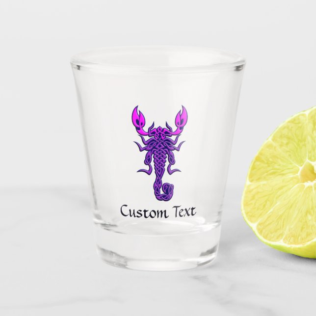 Purple Celtic Knot Scorpion Shot Glass (Front)