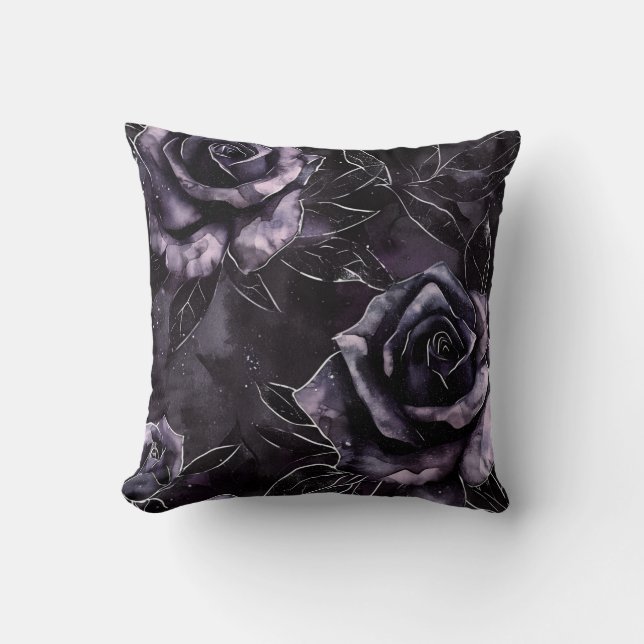 Purple Cemetery Roses Gothic Occult Cushion (Front)