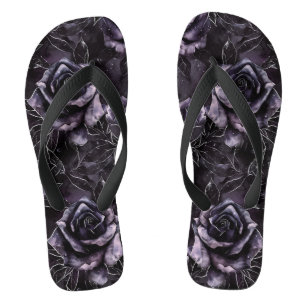Purple Cemetery Roses Gothic Occult Flip Flops