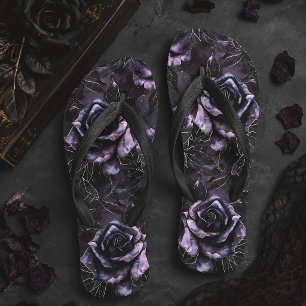 Purple Cemetery Roses Gothic Occult Flip Flops