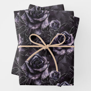 Purple Cemetery Roses Gothic Occult Wrapping Paper Sheet