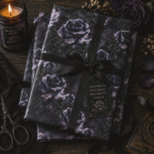 Purple Cemetery Roses Gothic Wrapping Paper Sheet