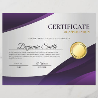 Purple Certificate of Appreciation Award Flyer