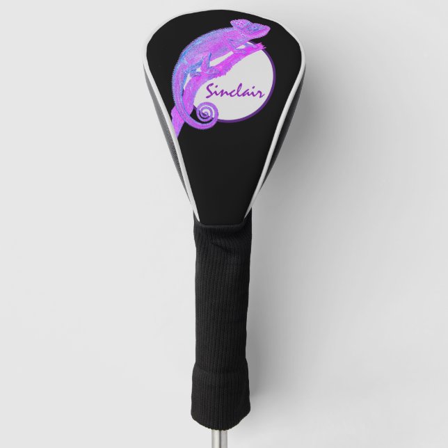 Purple Chameleon with Circle Personalised Golf Head Cover (Front)