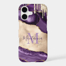 Purple, Champagne Ivory & Gold Agate Stone