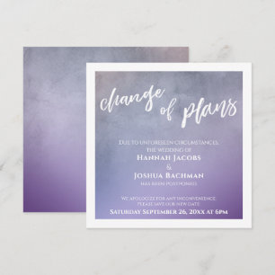 Purple Change of Plans Postponed Wedding Card
